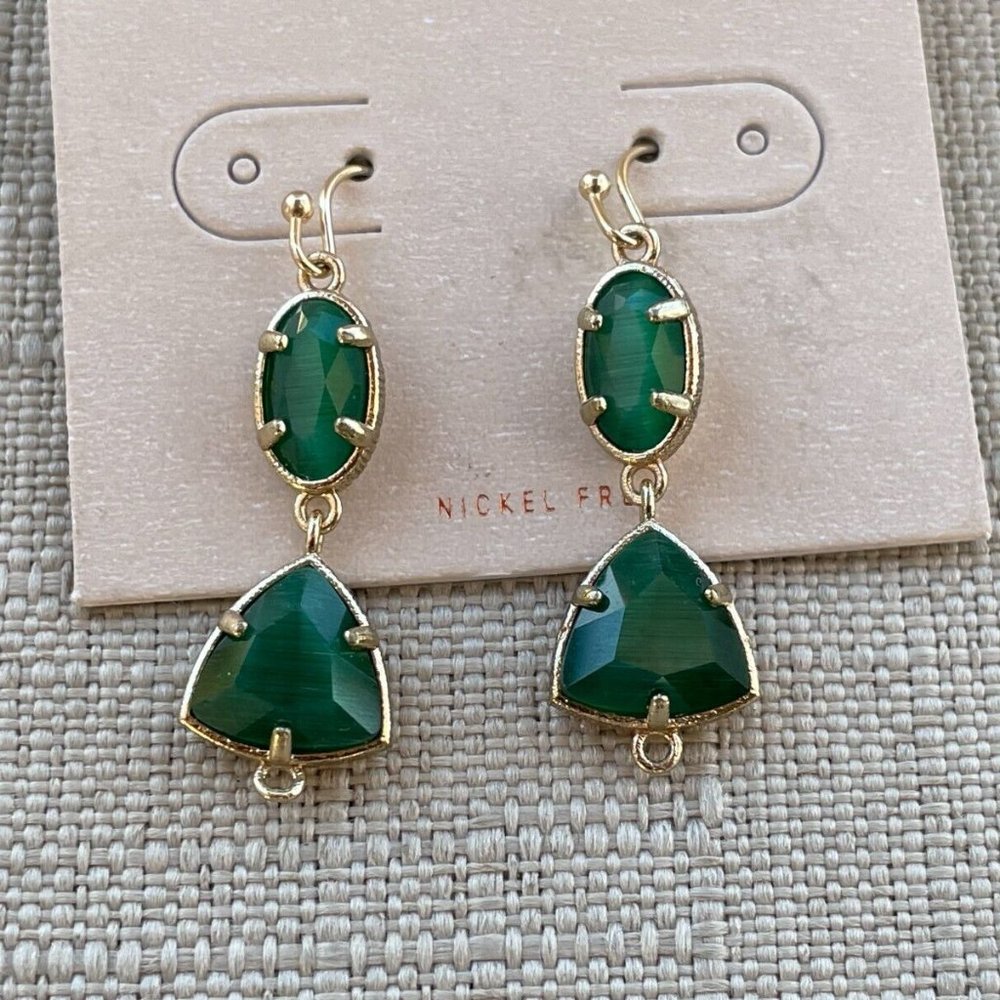 14th & Union Women Earrings Green Stone Gold Tone Fashion Jewelry new